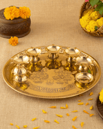 Brass Aarti Thali Lakshmiji & Ganeshji Engraved