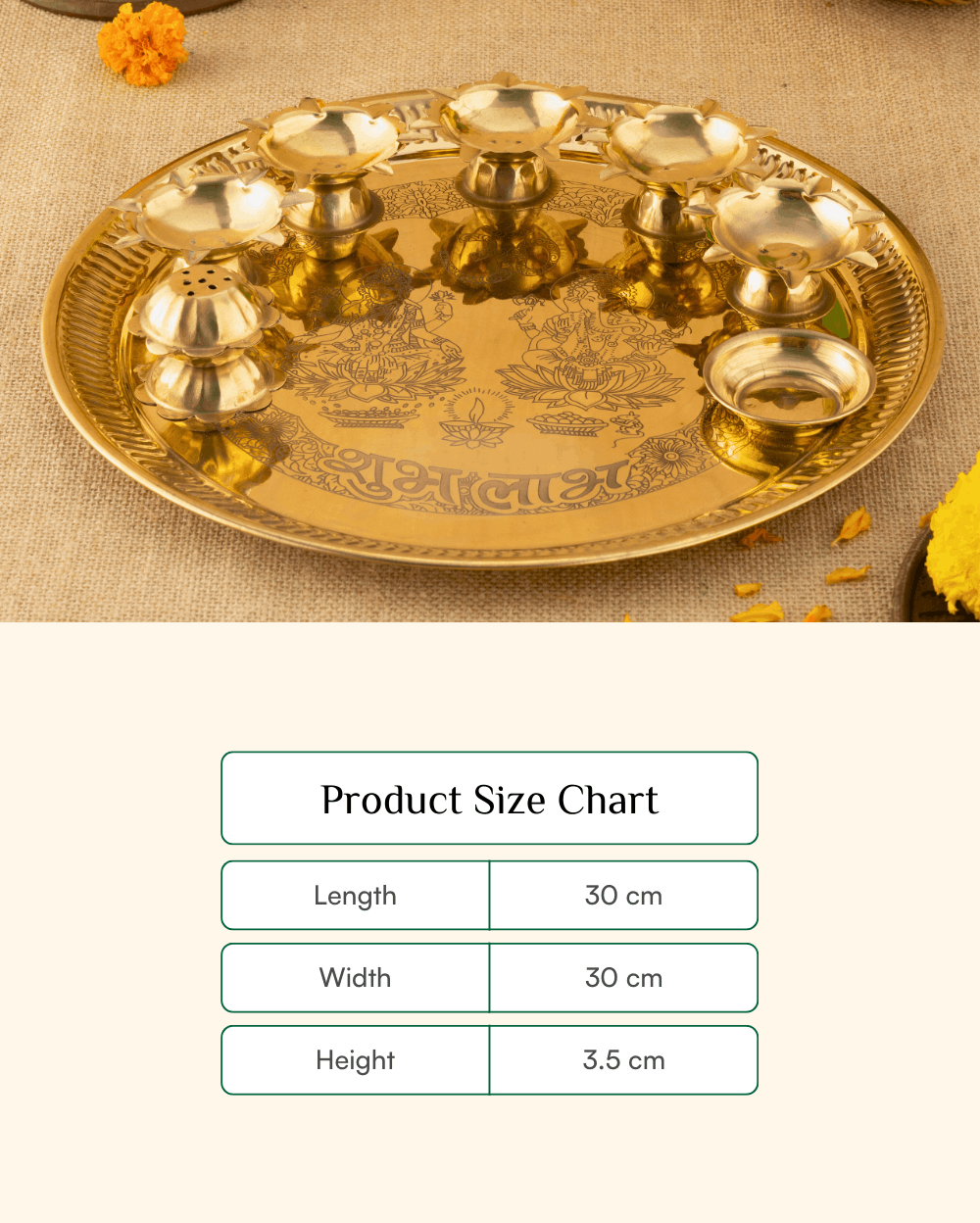 Premium Brass Aarti Thali Lakshmiji & Ganeshji Engraved