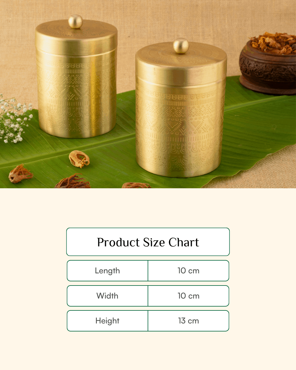 Premium Brass Antique Container Engraved Set of 2