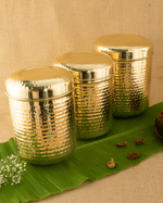 Brass Classic Hammered Big Container Set of 3 Pcs
