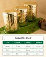 Premium Brass Classic Hammered Big Container Set of 3 Pcs