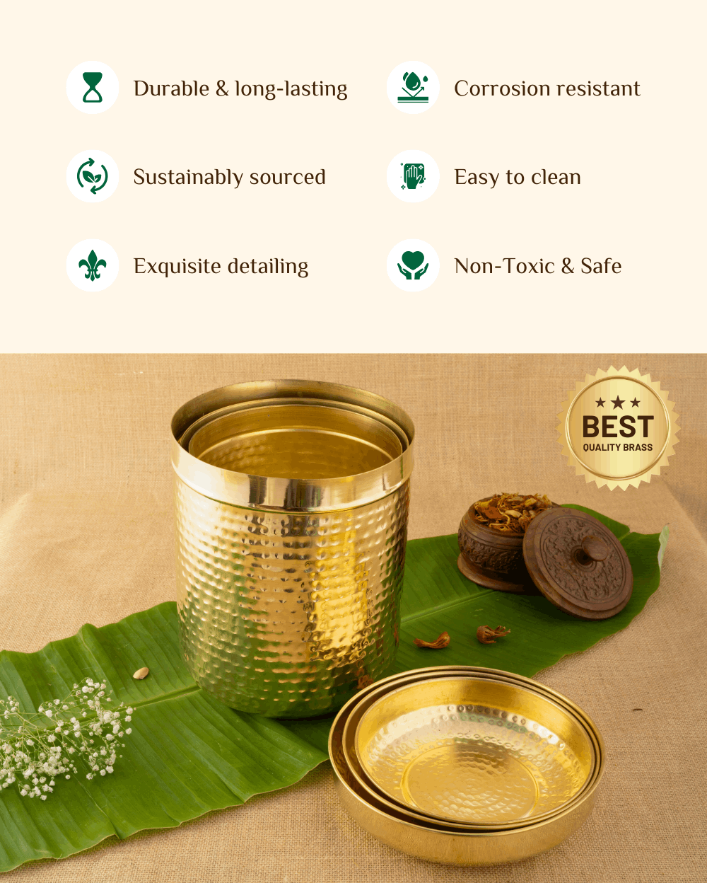 Benefits Of Brass Classic Hammered Big Container Set of 3 Pcs