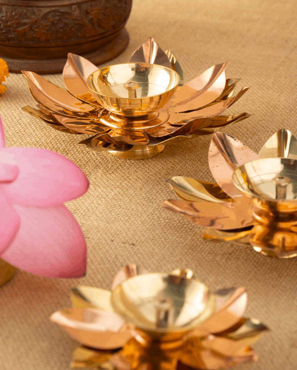 Classic Brass Copper Lotus Deep Set of 4