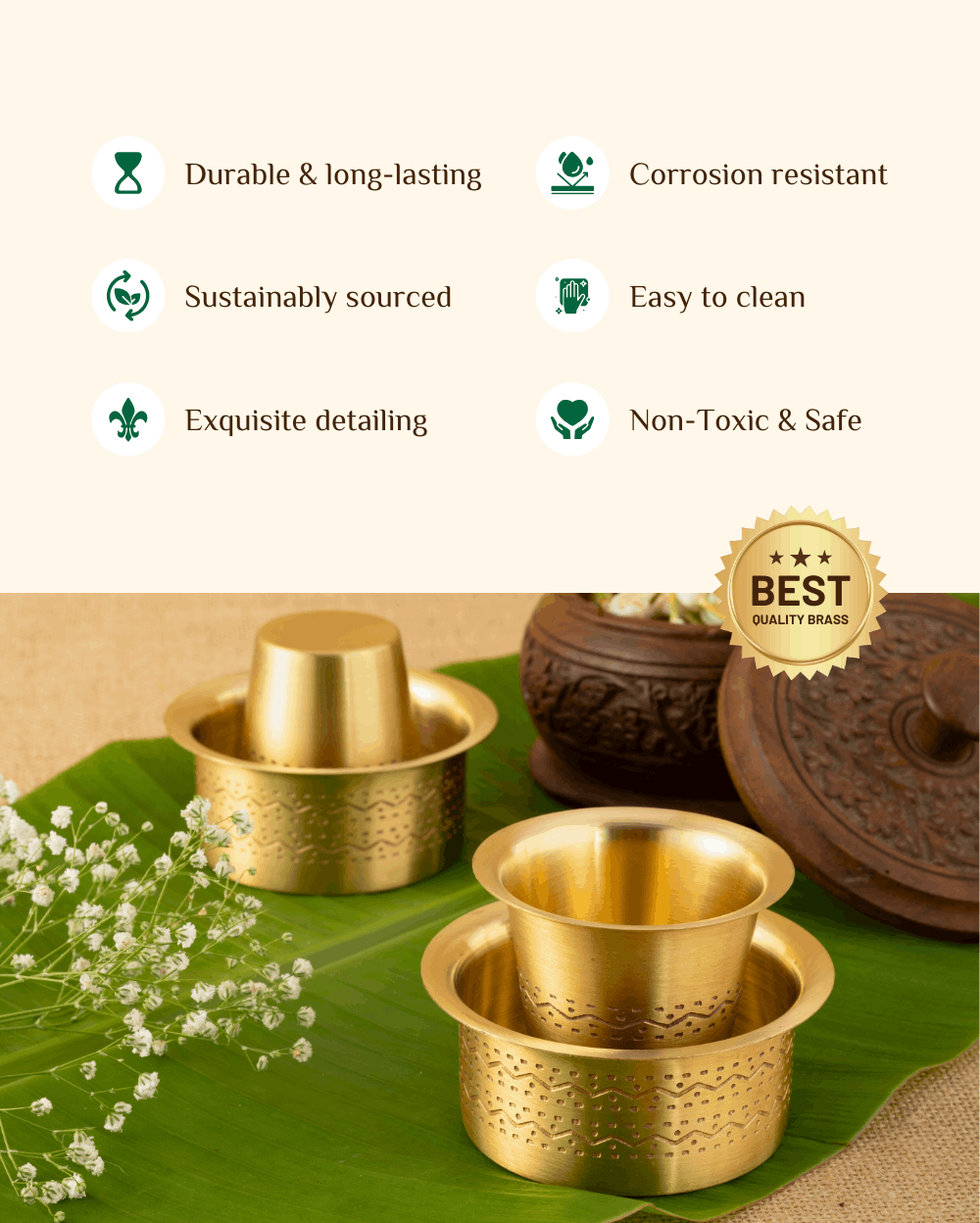 Benefits Of Brass Elite Coffee Dabra Engraved Set of 2