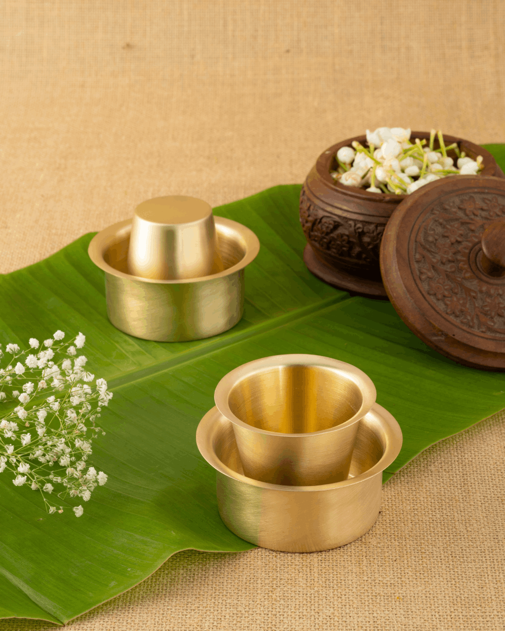 Pure Brass Elite Coffee Dabra Set of 2