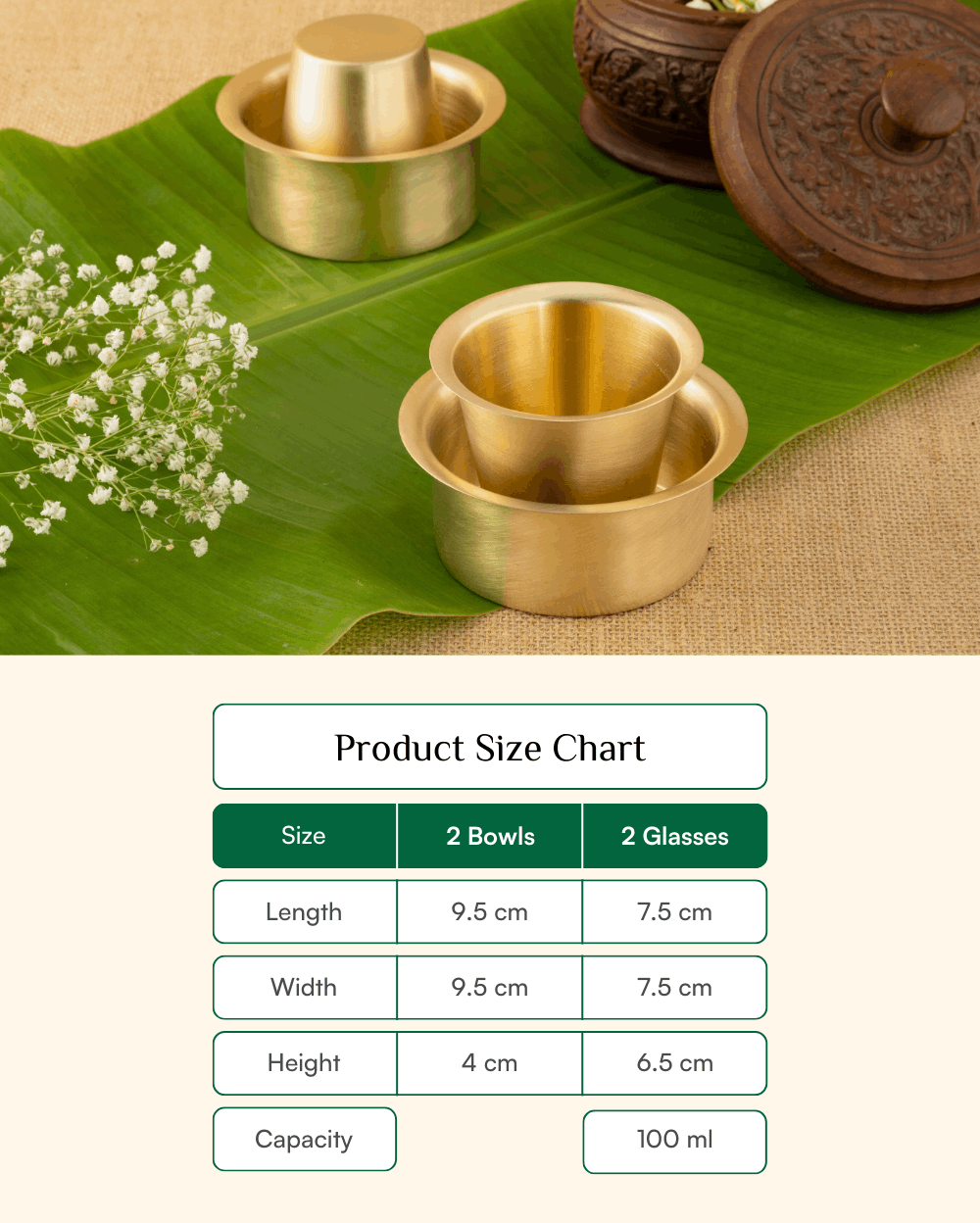 Premium Brass Elite Coffee Dabra Set of 2