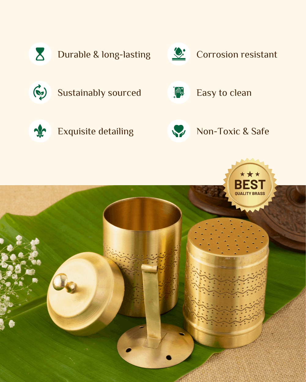 Benefits Of Brass Elite Coffee Filter Engraved