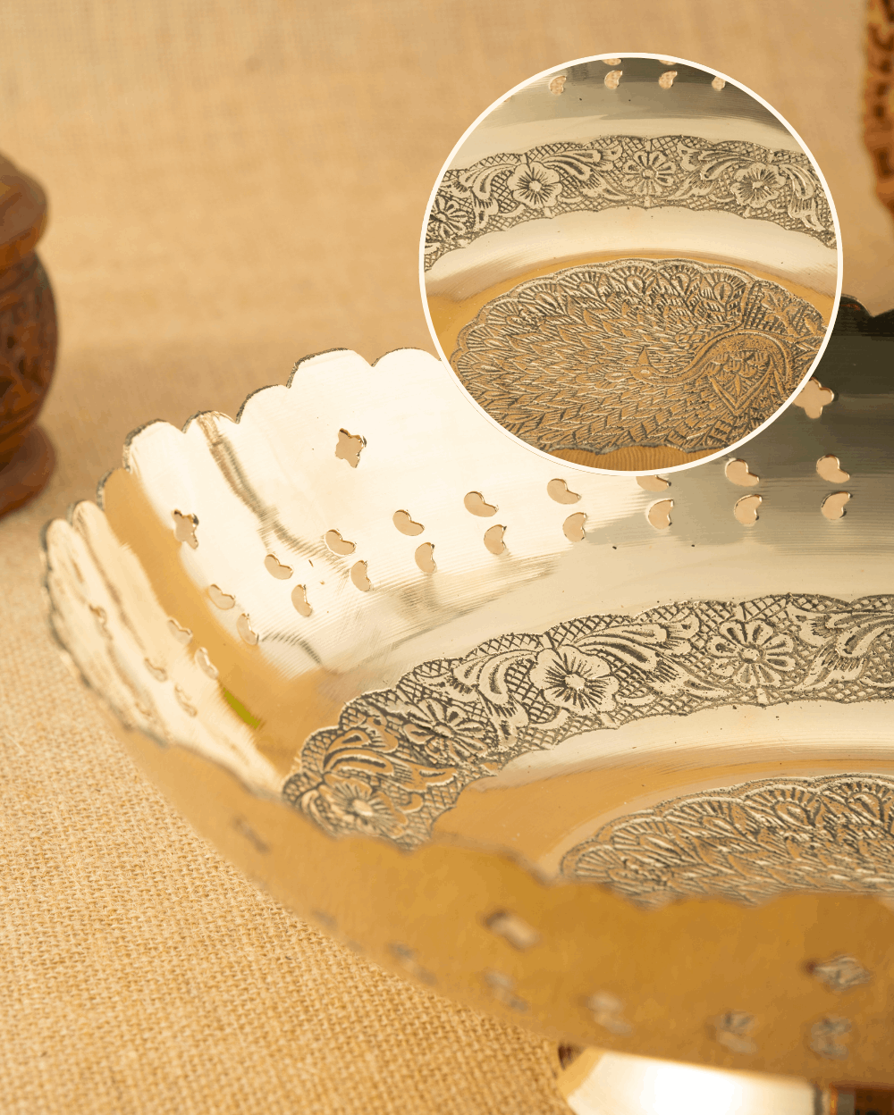 Authentic Brass Fruit Bowl Engraved