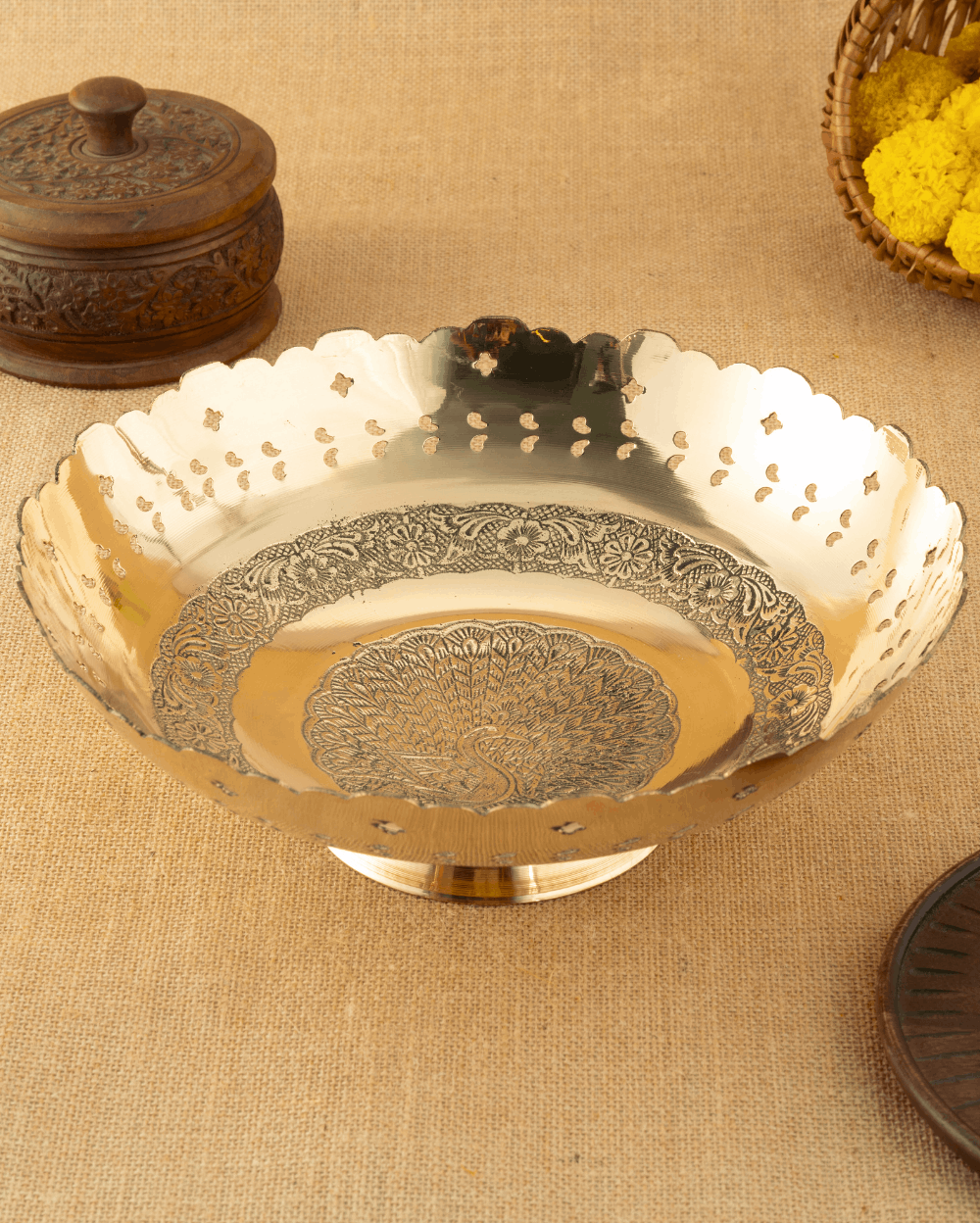 Classic Brass Fruit Bowl Engraved