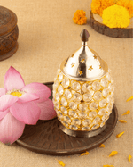 Brass Oval Crystal Akhand Diya