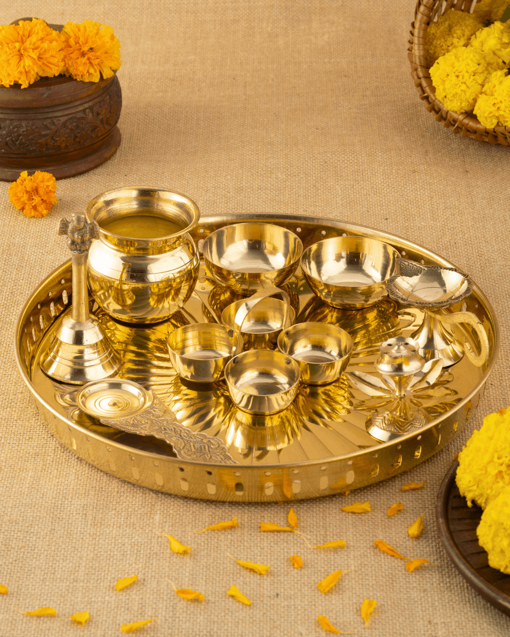 Brass Premium Pooja set