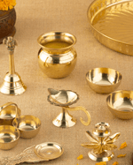 Natural Brass Premium Pooja set