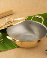 Authentic Brass Robust Kadai Tin Coated with Lid