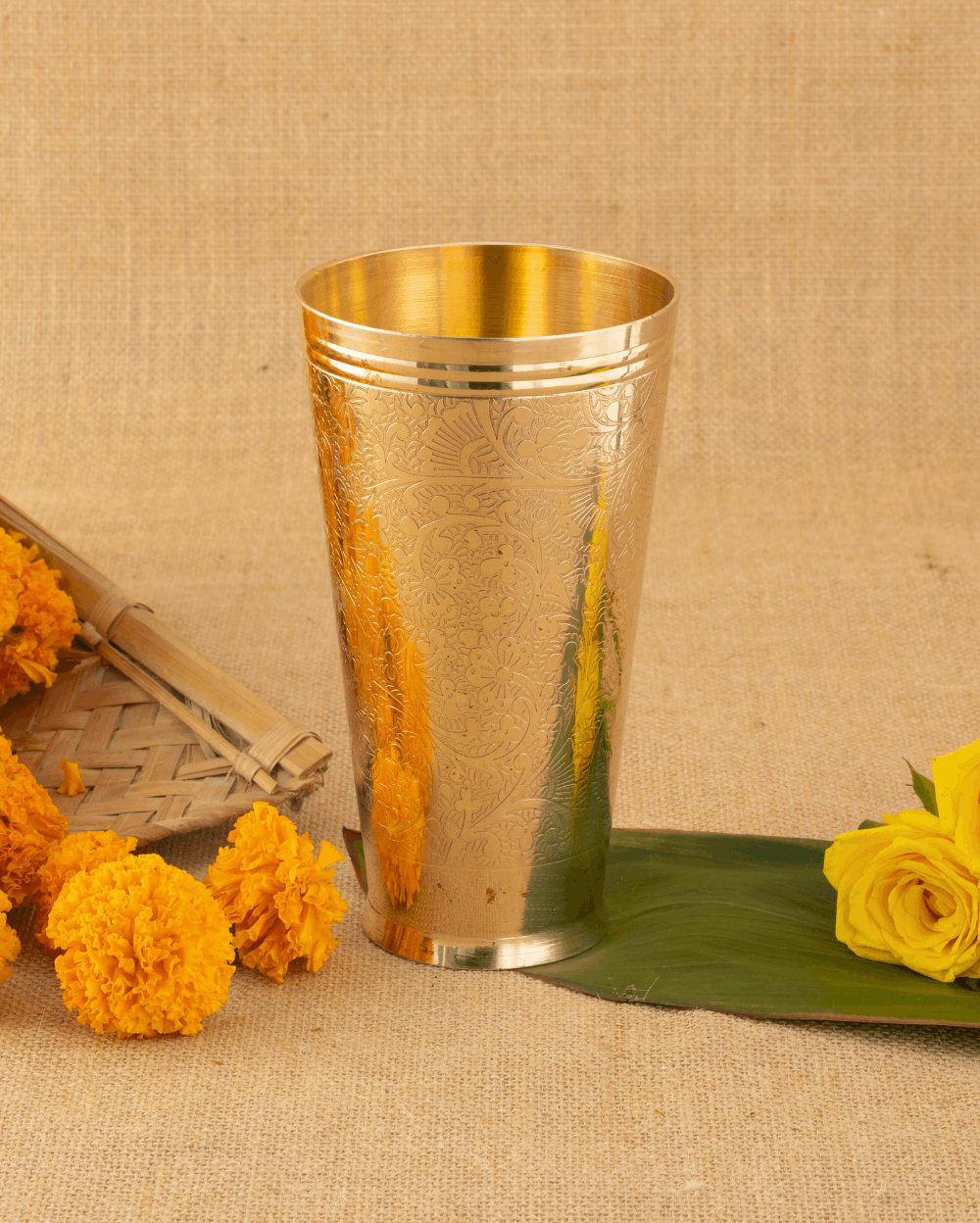 Brass Robust Lassi Glass Engraved