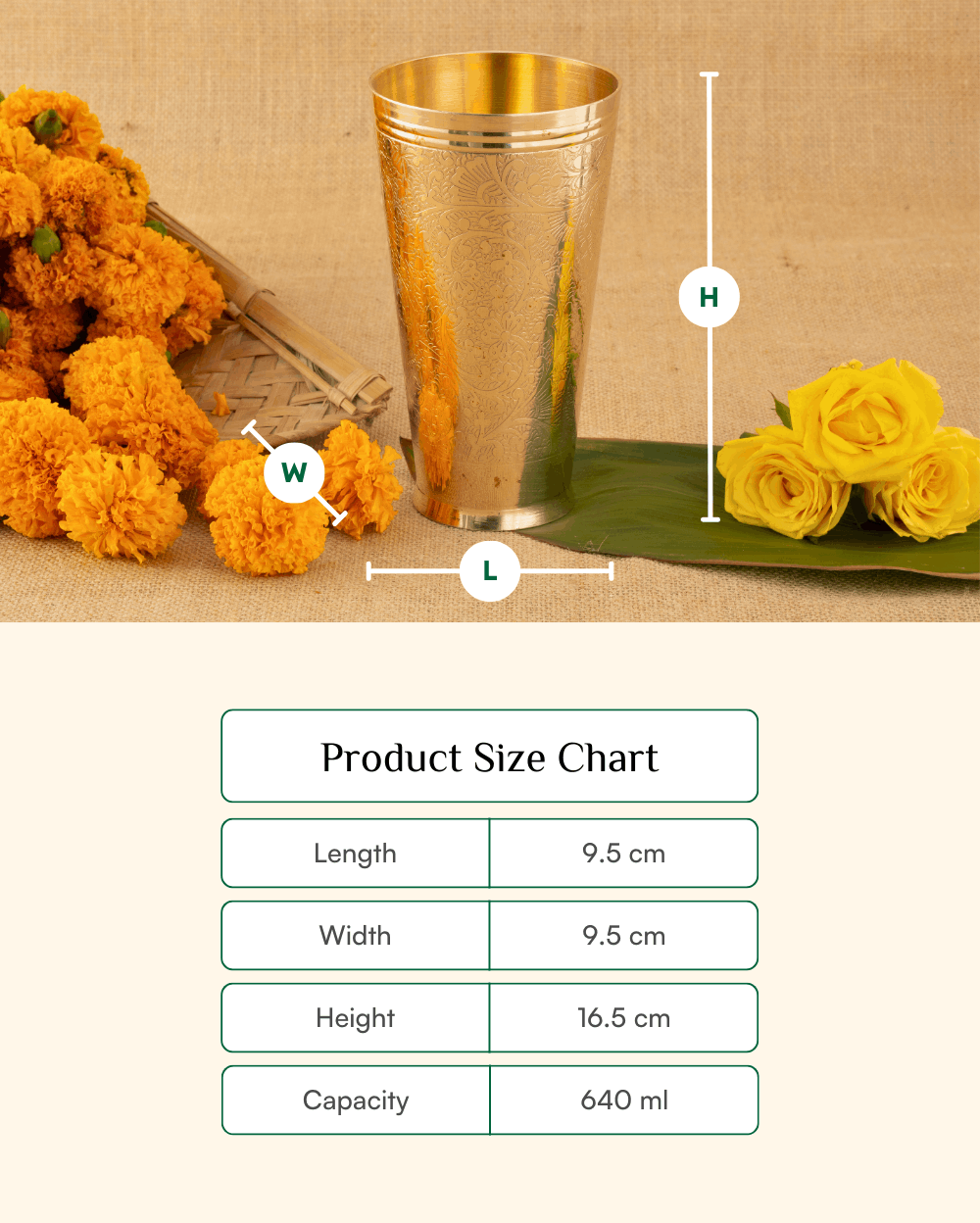 Premium Brass Robust Lassi Glass Engraved