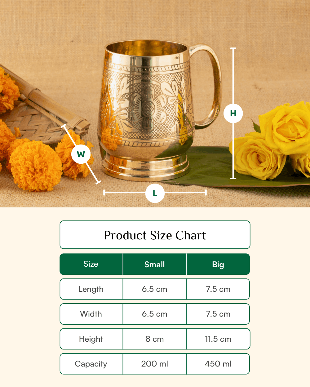 Premium Brass Robust Mug Engraved