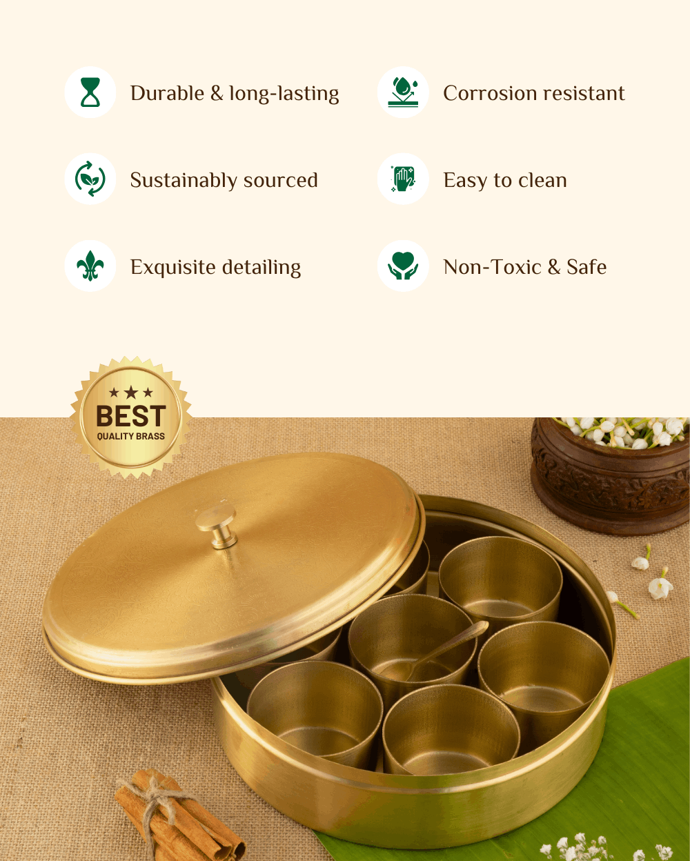 Benefits Of Brass Spice Box Engraved
