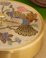 Pure Brass Spice Box Peacock Engraved