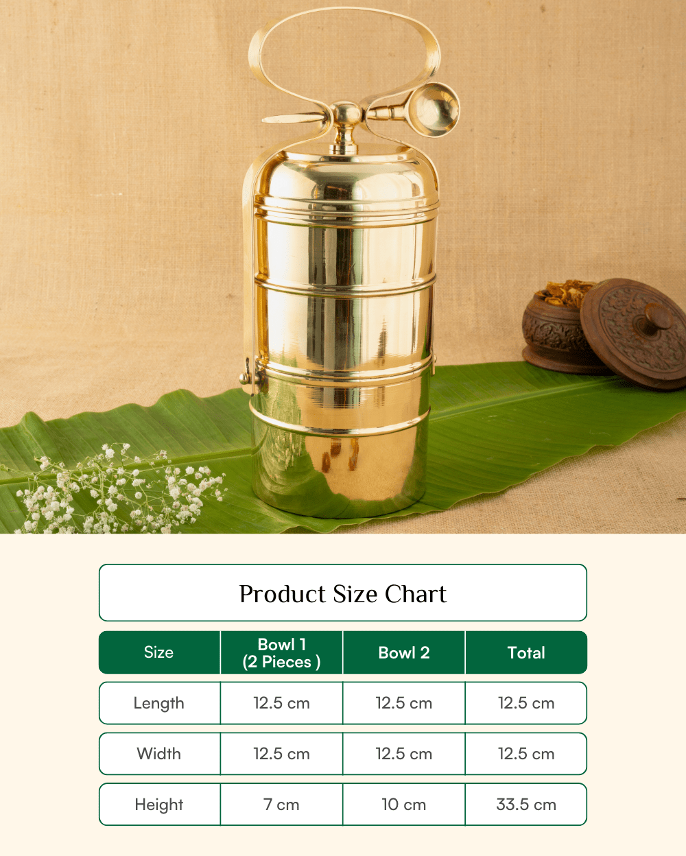 Premium Brass Sterling Tiffin with Spoon Tin Coated