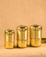 Brass Classic Half Hammered Tea-Coffee-Sugar Container Set