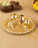 Brass Divine Pooja Set Engraved