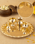 Brass Divine Pooja Set Engraved