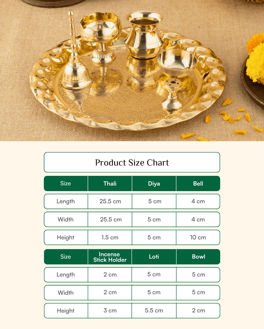 Premium Brass Divine Pooja Set Engraved