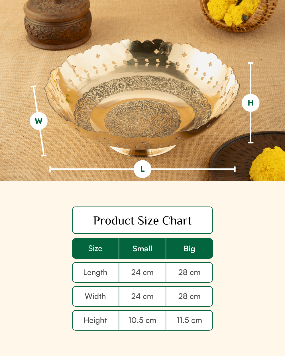 Premium Brass Fruit Bowl Engraved