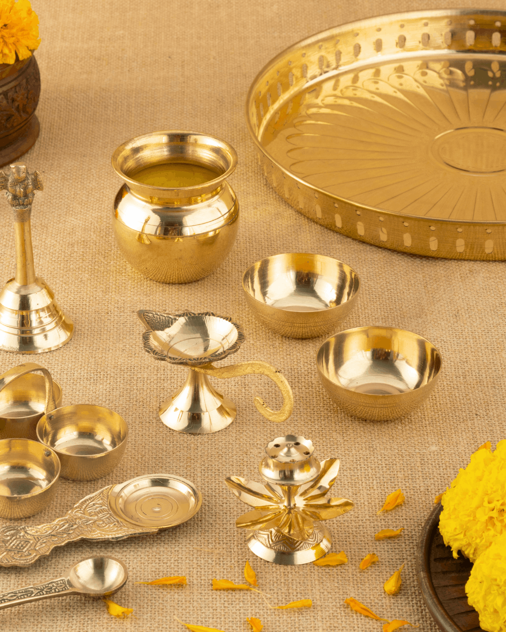 Brass Premium Pooja set