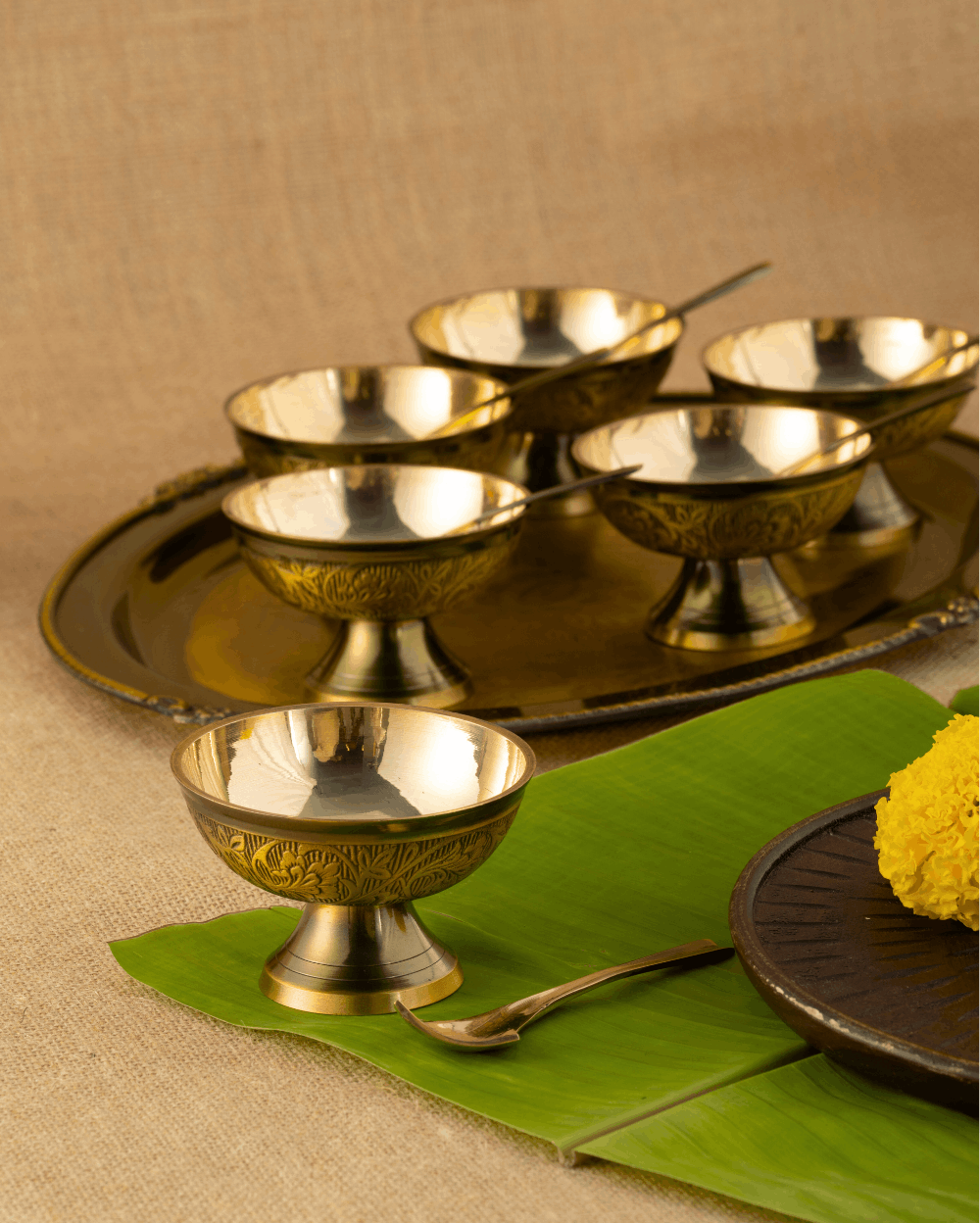 Authentic Brass Rajwadi Ice Cream Cup Set