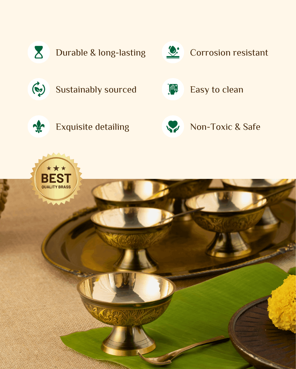 Benefits Of Brass Rajwadi Ice Cream Cup Set