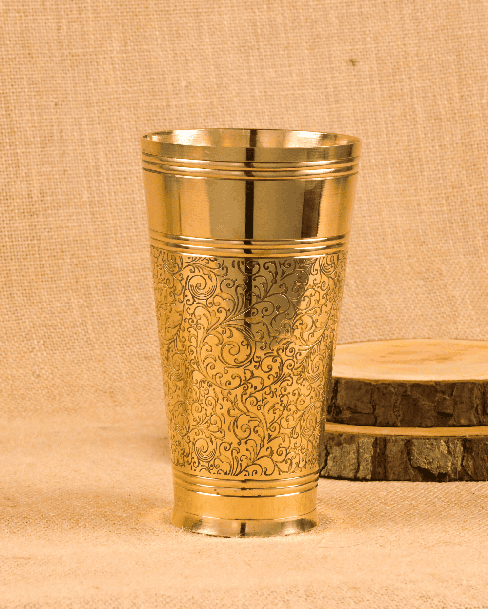 Authentic Brass Robust Lassi Glass Engraved