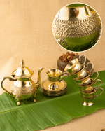 Authentic Brass Royal Cup Saucer Set with Kettle