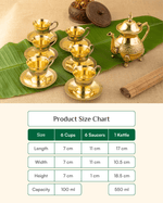 Premium Brass Royal Cup Saucer Set with Kettle