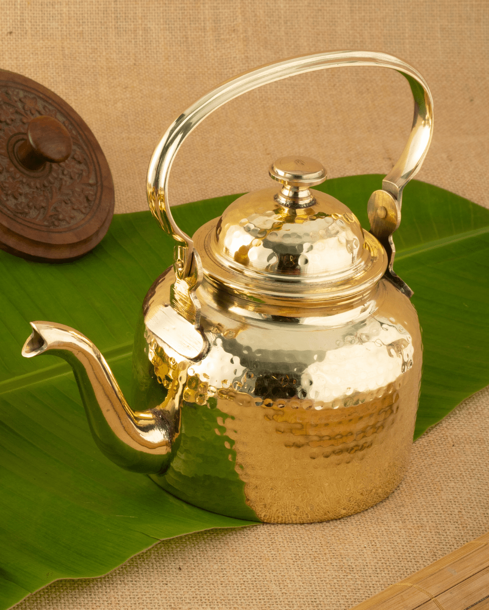 Authentic Brass Signature Cup Saucer Set Hammered with Kettle