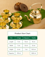 Premium Brass Signature Cup Saucer Set Hammered with Kettle