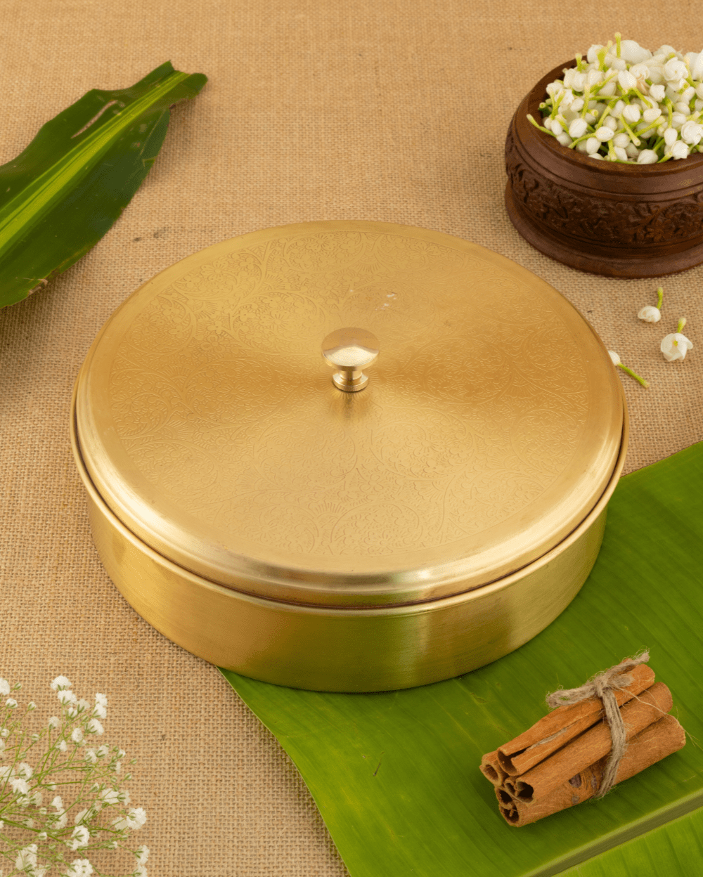 Brass Spice Box Engraved