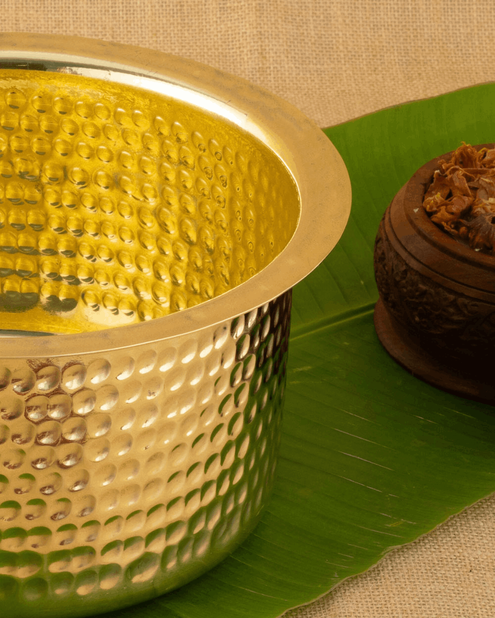 Natural Brass Sterling Hammered Cooking Pot