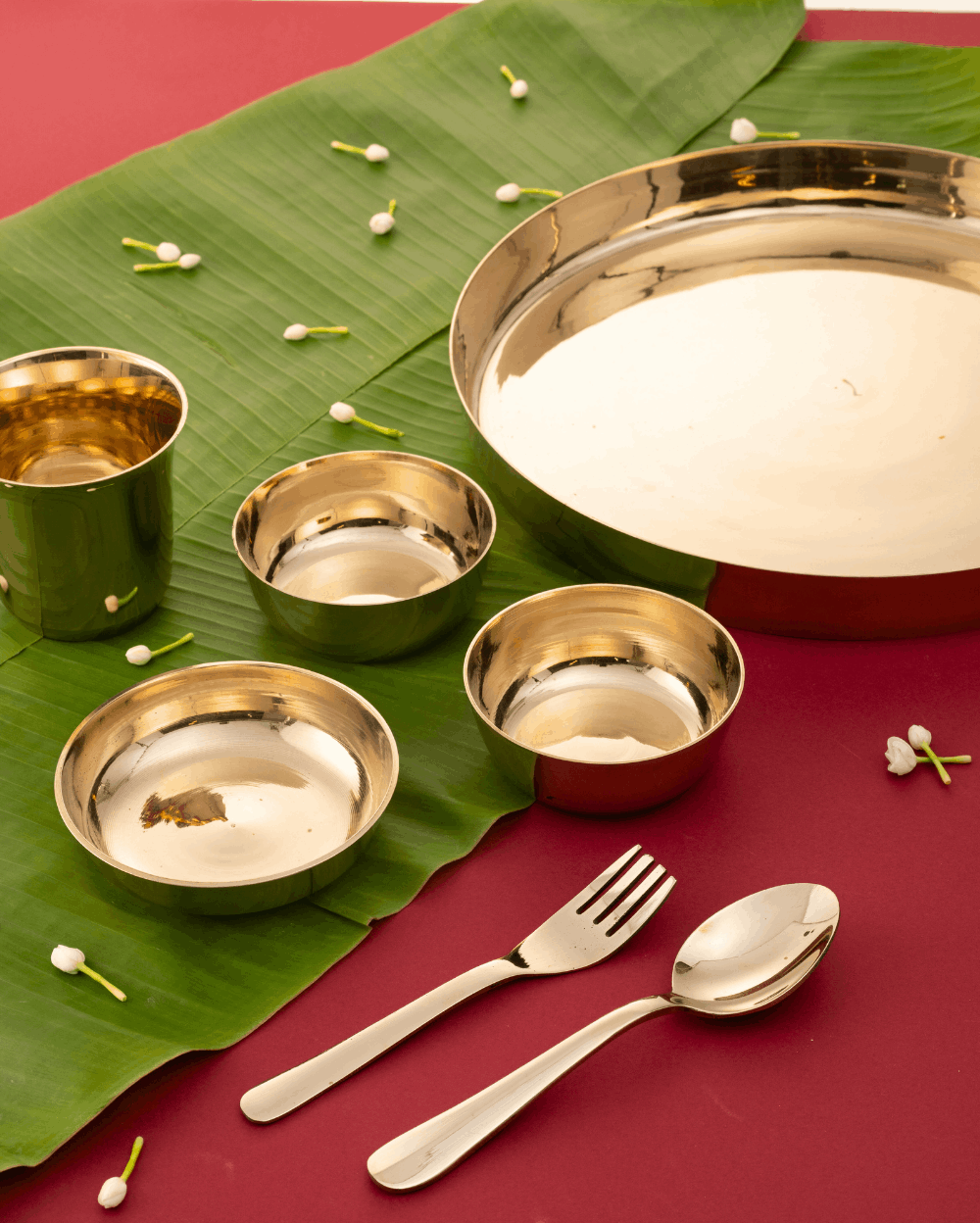 Authentic Bronze Royal Thali/Dinner Set Glossy
