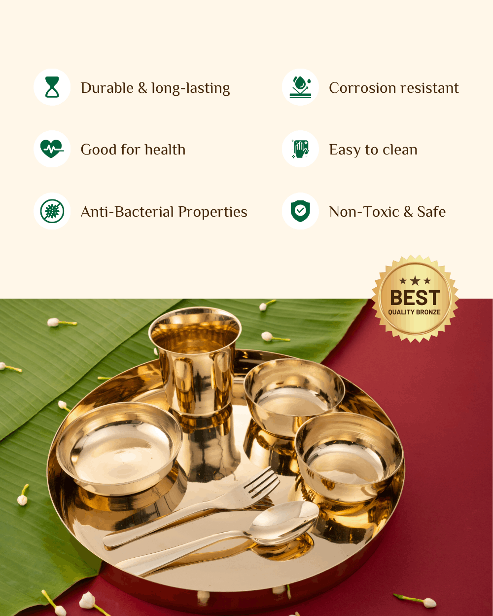Benefits Of Bronze Royal Thali/Dinner Set Glossy