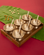 Bronze Supreme Ice Cream Set with Teak Wood Tray
