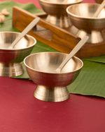 Authentic Bronze Supreme Ice Cream Set with Teak Wood Tray