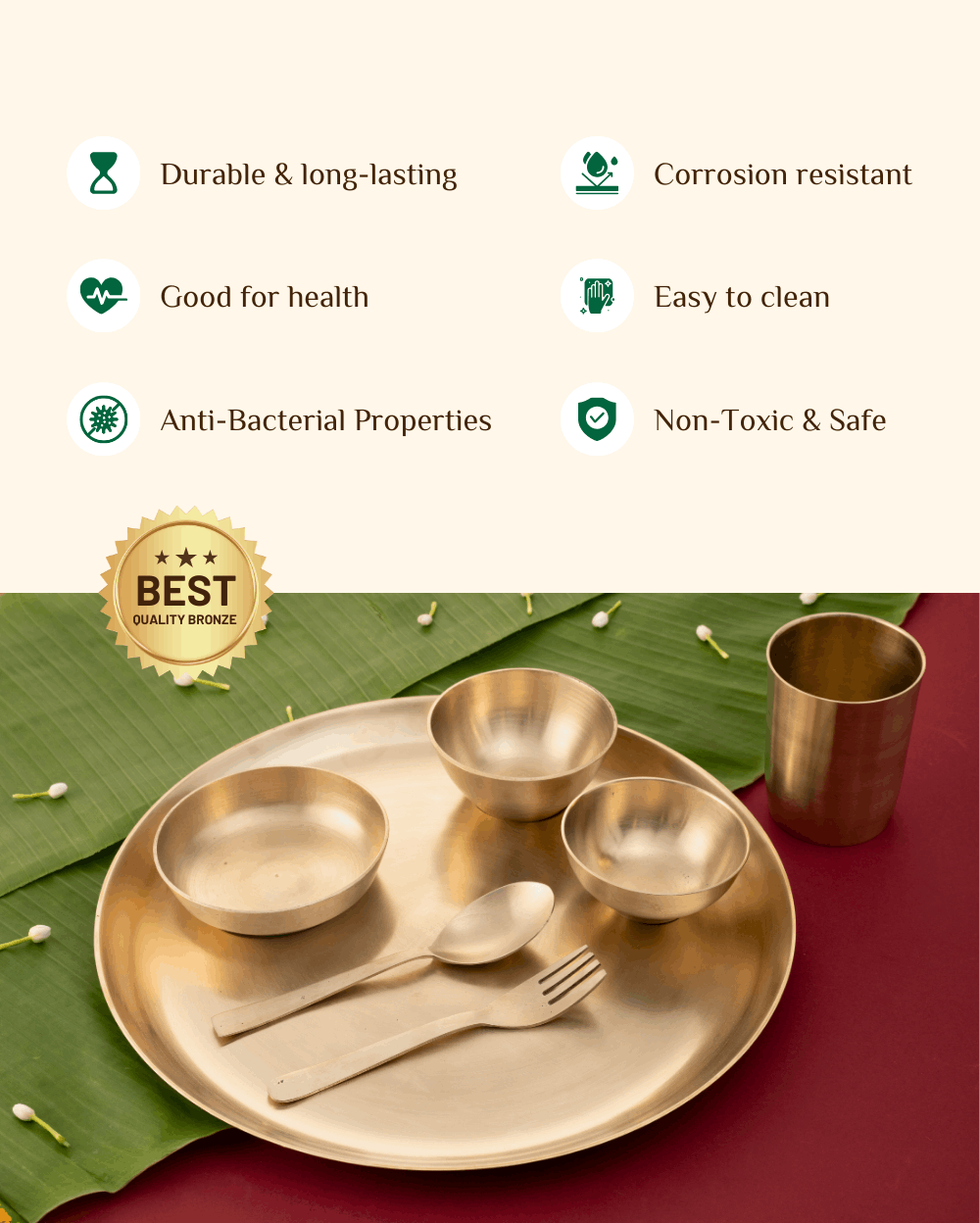 Benefits Of Bronze Supreme Thali/Dinner Set Matt