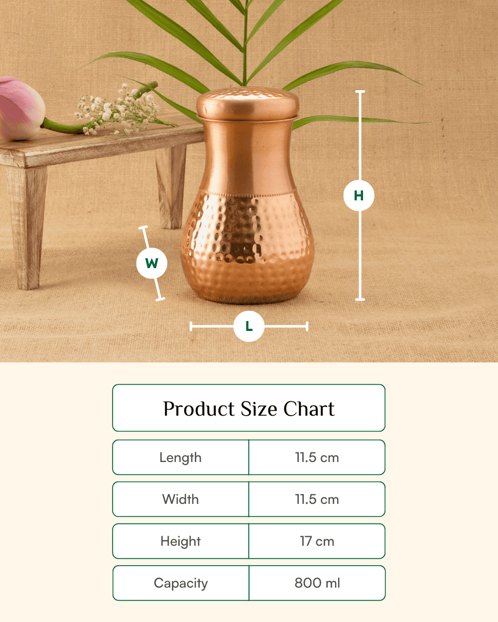 Premium Copper Acute Bedroom Jar