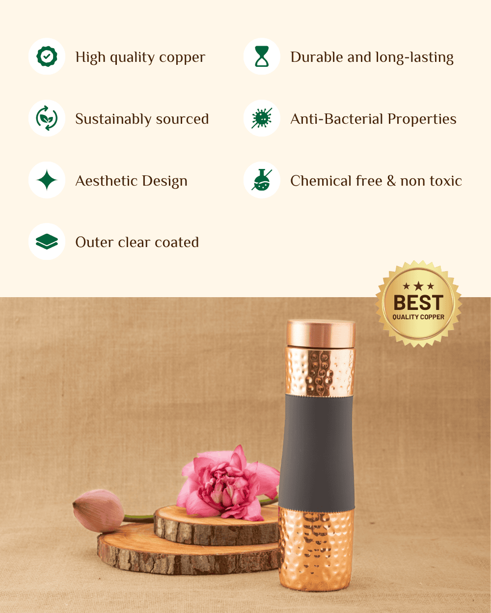 Benefits of Copper Alfa Bottle Grey Color Coated