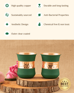 Benefits of Copper Alpha Bottle Green Color Coated with 2 Pcs Glass