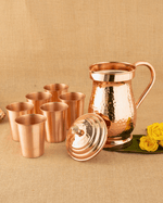 Authentic Copper Baron Jug with Crest Glass 6 Pcs
