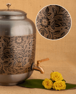 Authentic Copper Classic Matka Flower Engraved Color Coated