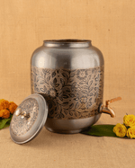 Pure Copper Classic Matka Flower Engraved Color Coated