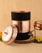 Pure Copper Heritage Matka Black Color Coated with Stand